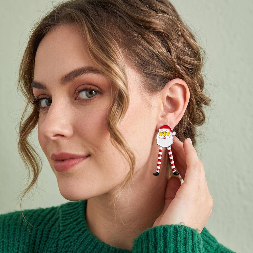 Christmas Dangling Leg Santa Earrings