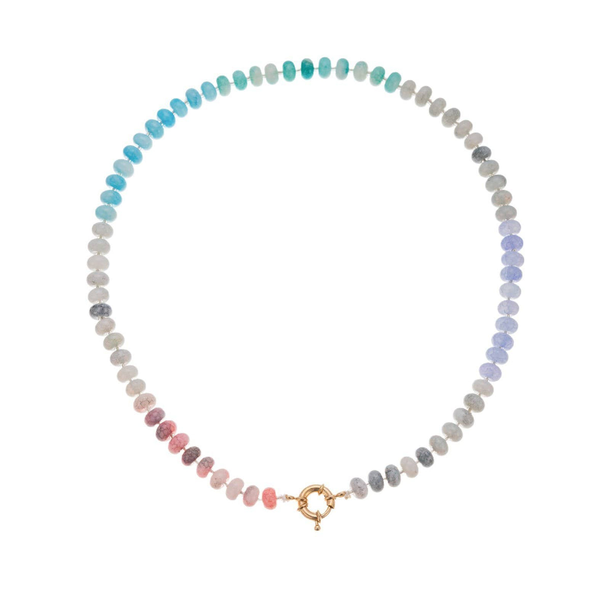 Natural Stone Semi-Precious Glass Mixed Necklace | 40NK9659: A