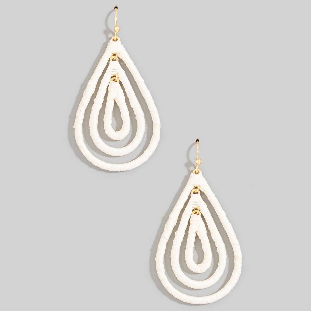 Raffia Wrapped Layered Teardrop Earrings: TAU