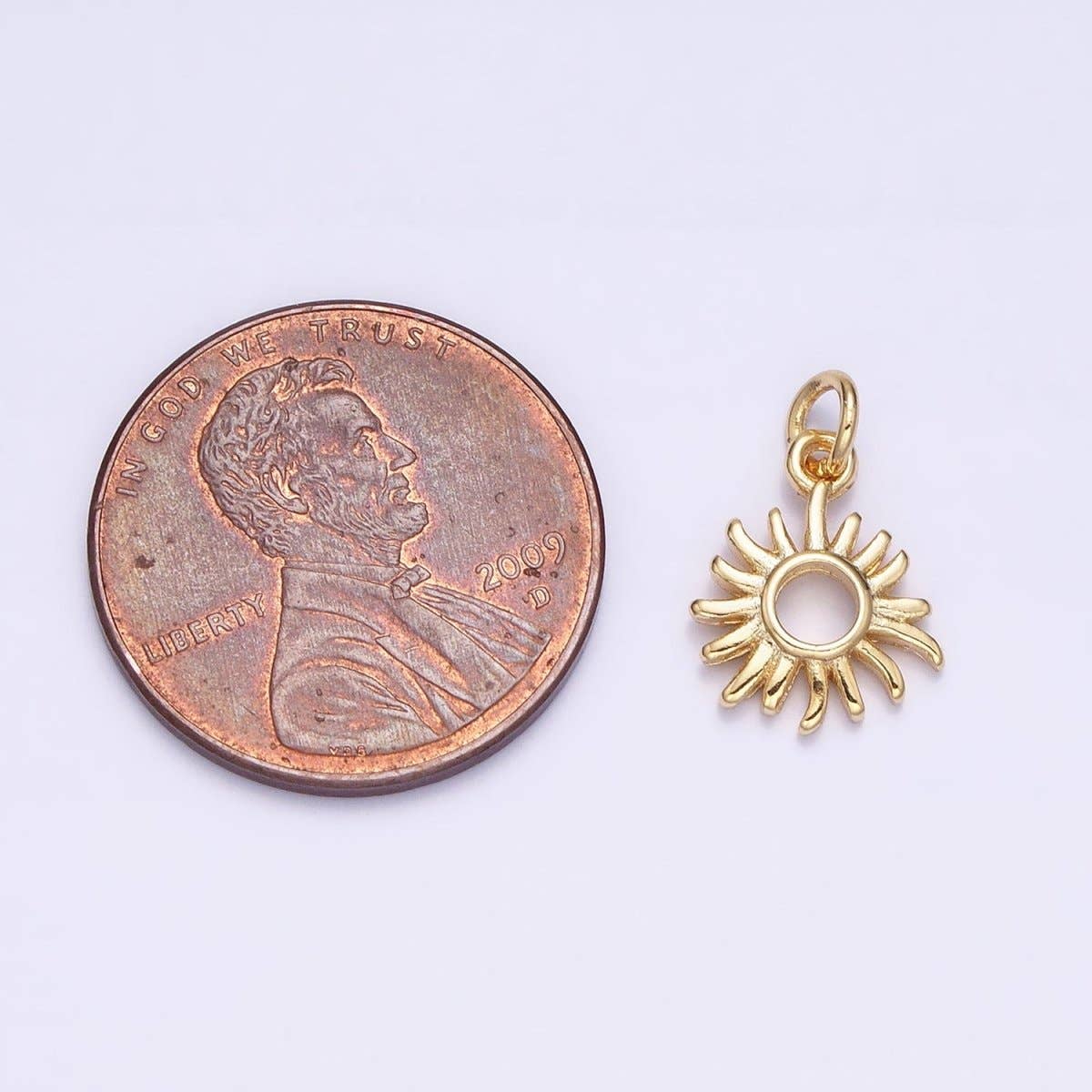 16K Gold Filled Mini Celestial Sun Open Add-On Charm | AC1149