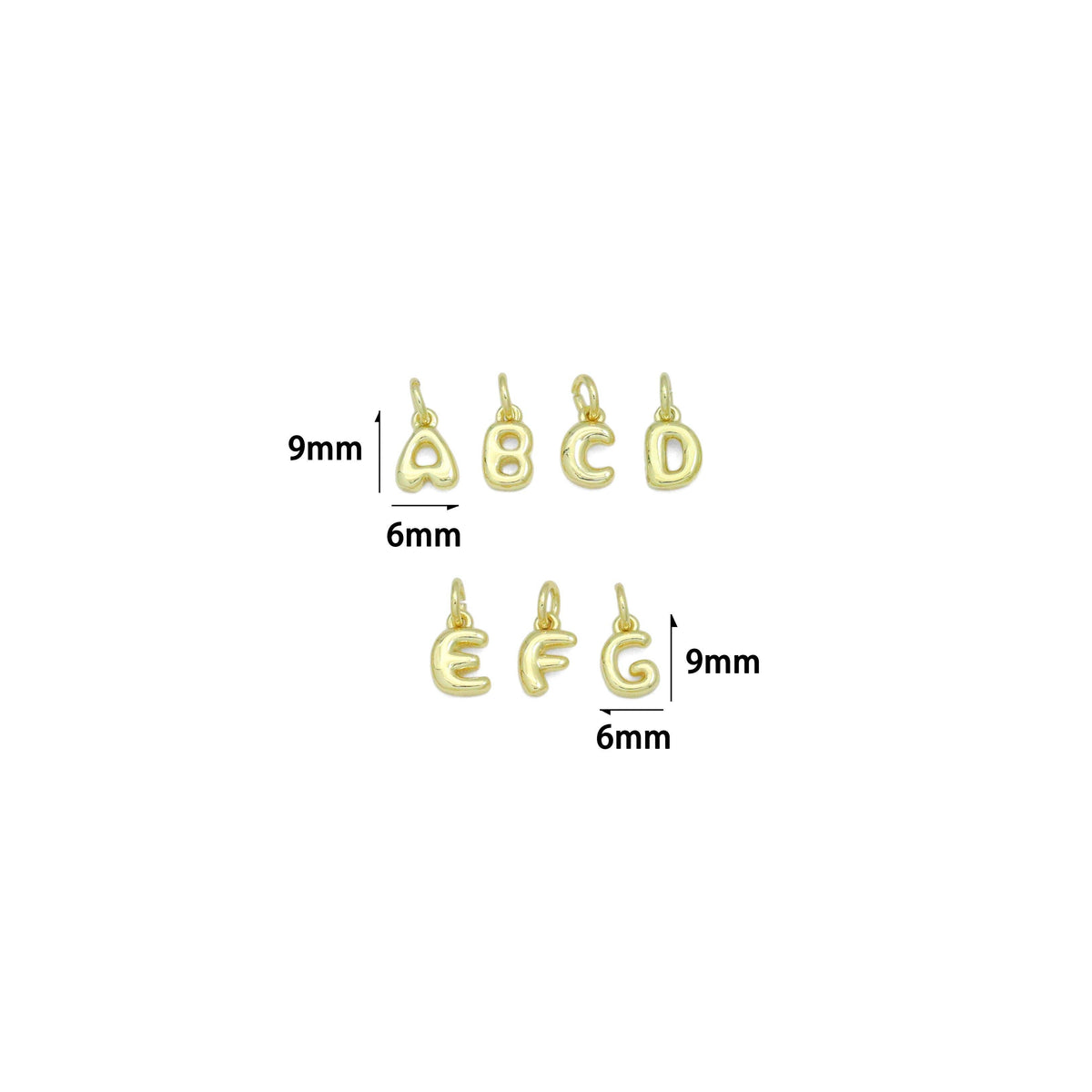 Small Bubble Initial charm, Alphabet Initial Charm Pendant, Sku#LX894: 1 set (26pc)