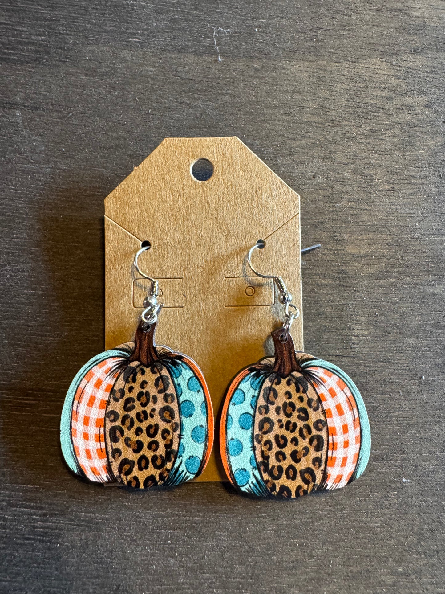 Wooden Pumpkin Earrings