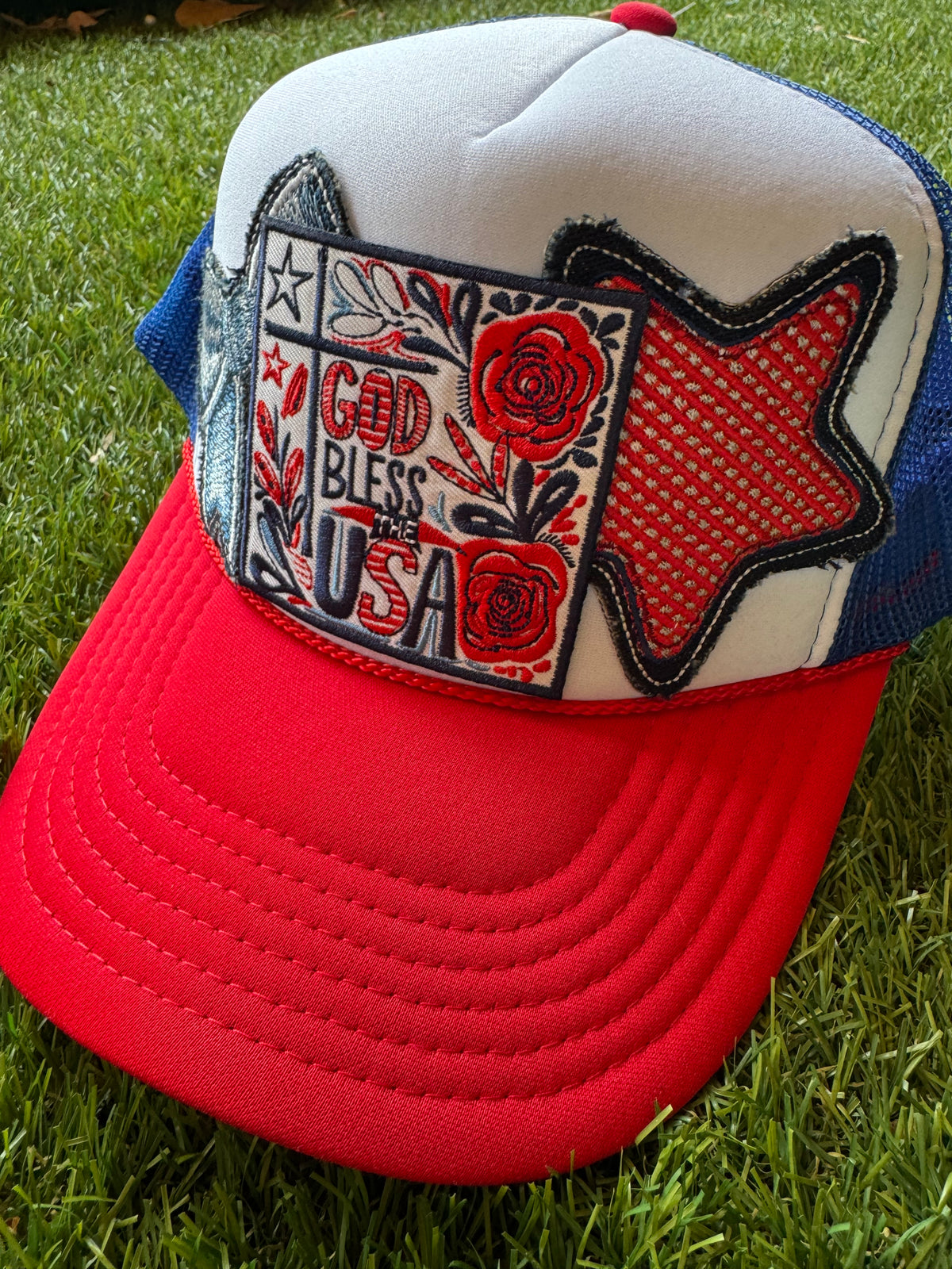 God Bless the USA trucker hat