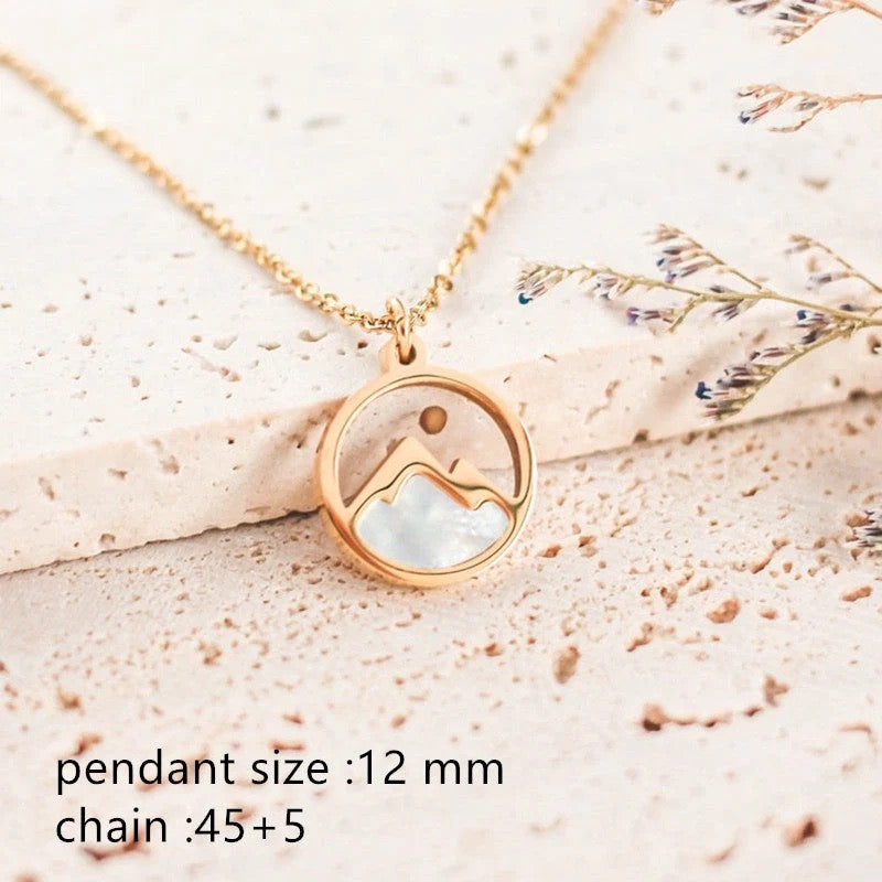 Stainless Steel Faith Mountain Mustard See Necklace rose gold