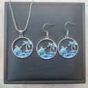 Sea Turtle Beach Earrings and Necklace Set
