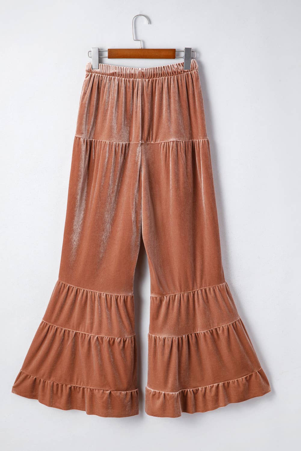 LAS Mineral Wash Lace-up Tiered Bell Bottom Pants: Straw Yellow / Missy