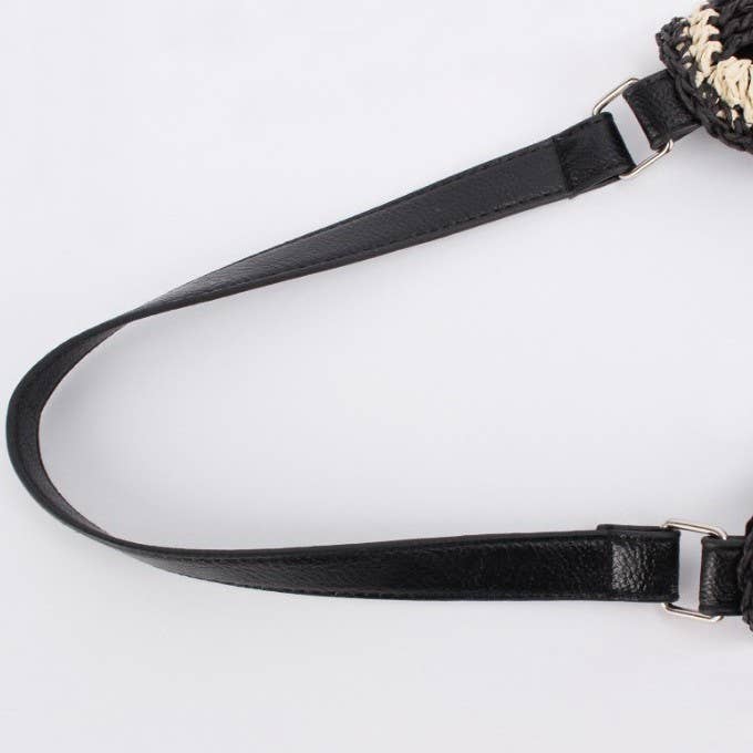 Crochet Open-Weave Boho Handbag | 40P602: Black Mix