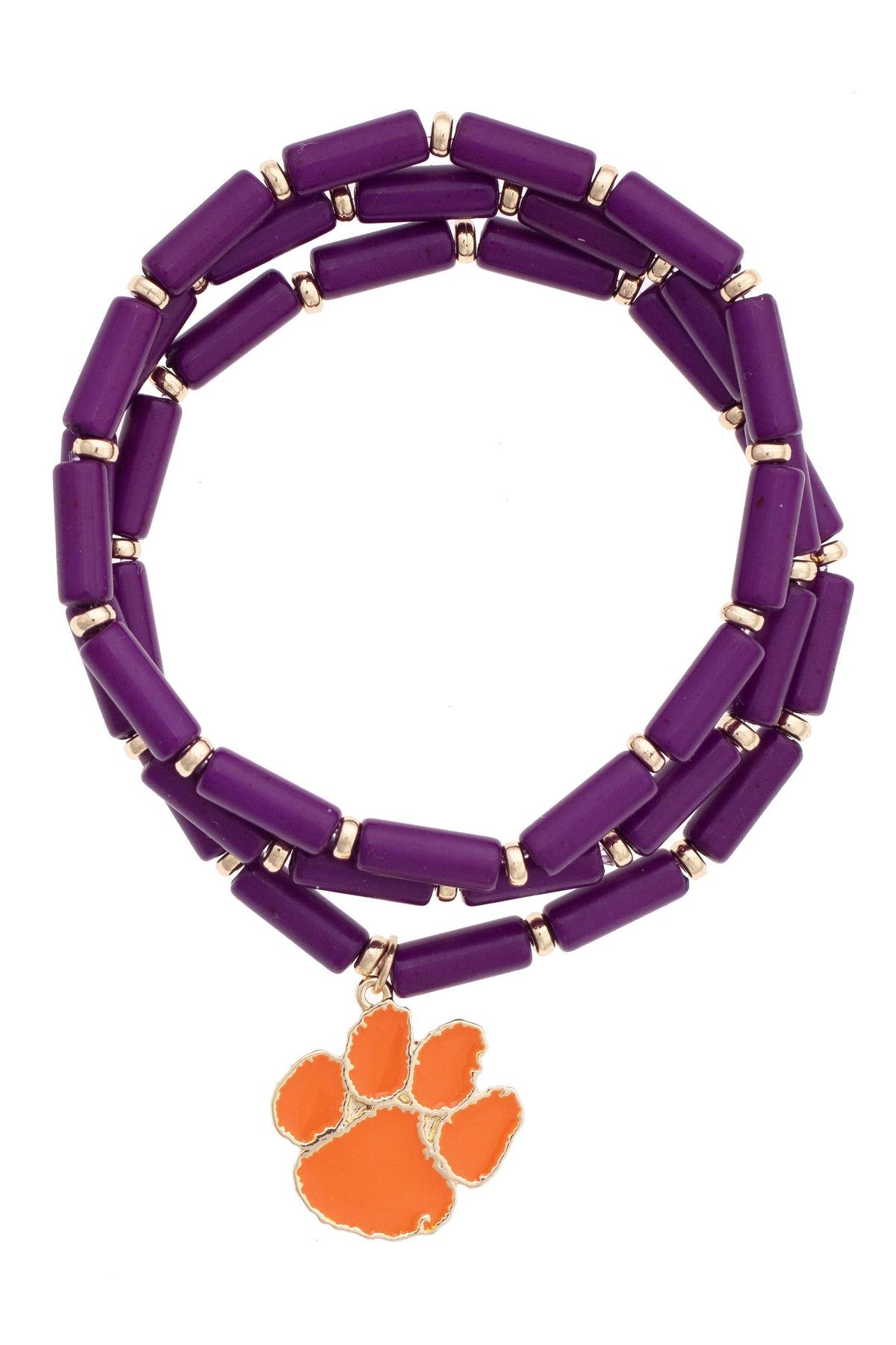 Clemson Tigers Logo Beaded Bracelet Set of 3