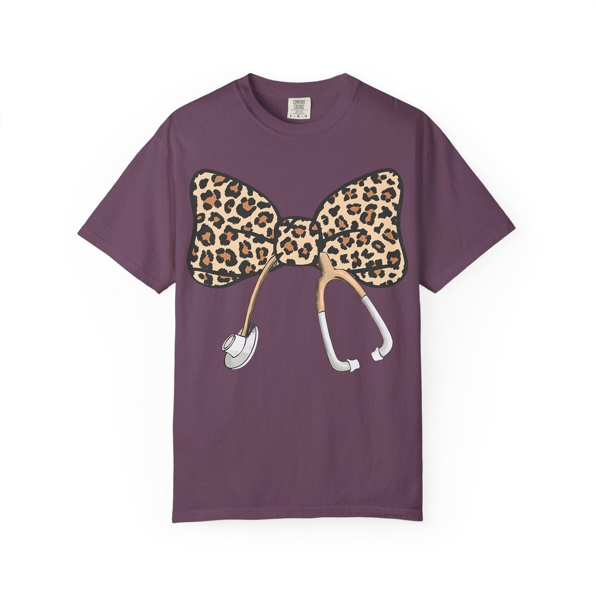 Leopard Print Bow Stethoscope T-Shirt | Nurse Doctor Medical Tee
