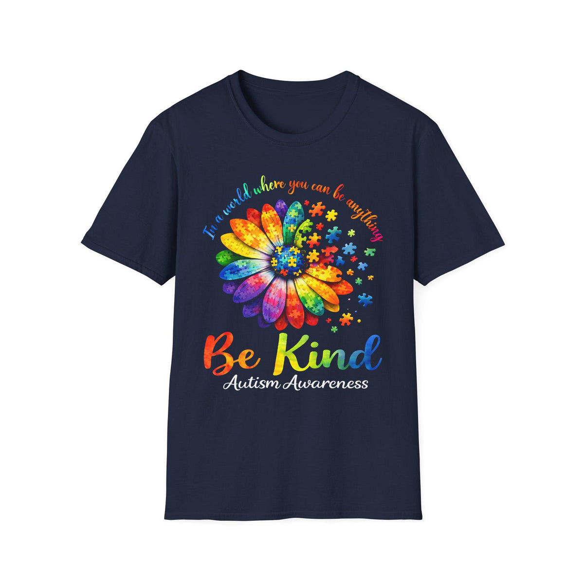 Be Kind Rainbow Daisy T-Shirt | Inspirational Kindness Floral Tee