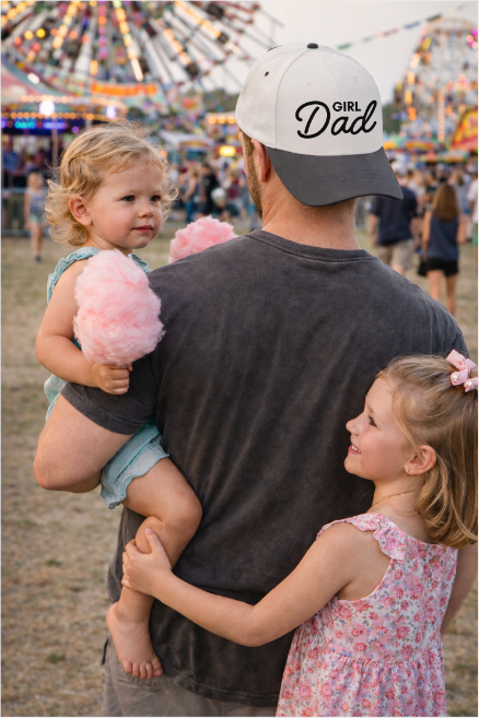 "Girl Dad" on White Cap with Black Bill: White / One Size