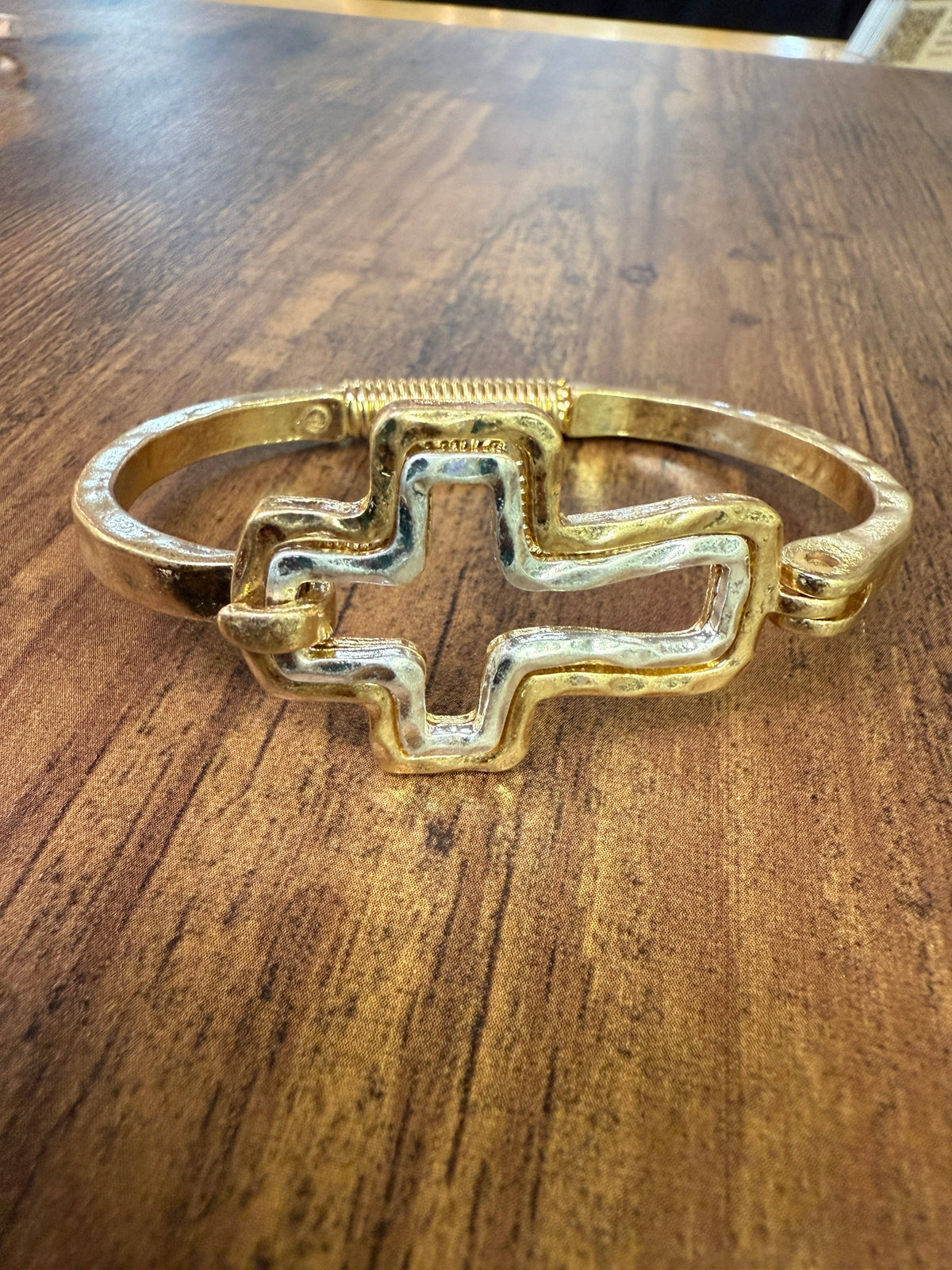 Beautiful Mixed Metal Cross Cuff Bracelet Gold OR Silver: Yellow Gold