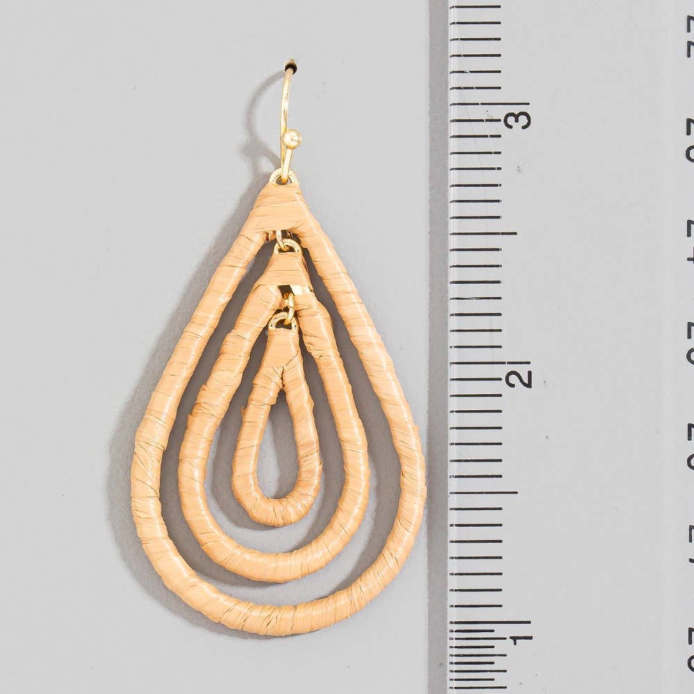 Raffia Wrapped Layered Teardrop Earrings: LBR