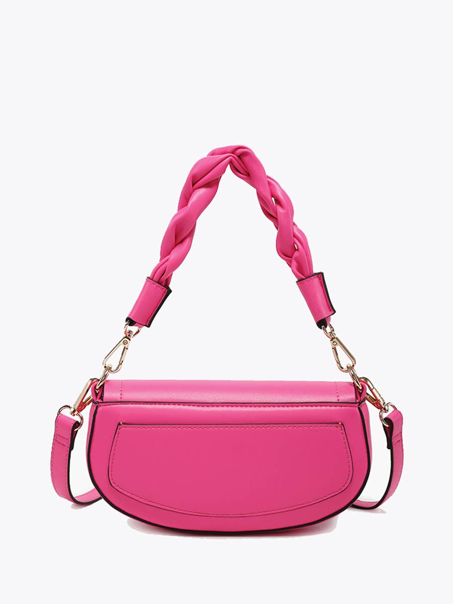 Nylah Flapover Crossbody – Woven Strap Bag | EH2708 : Hot Pink
