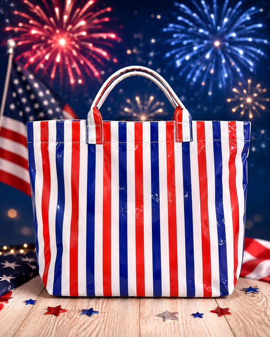 Red, White and Blue Vinyl/PVC tote bag