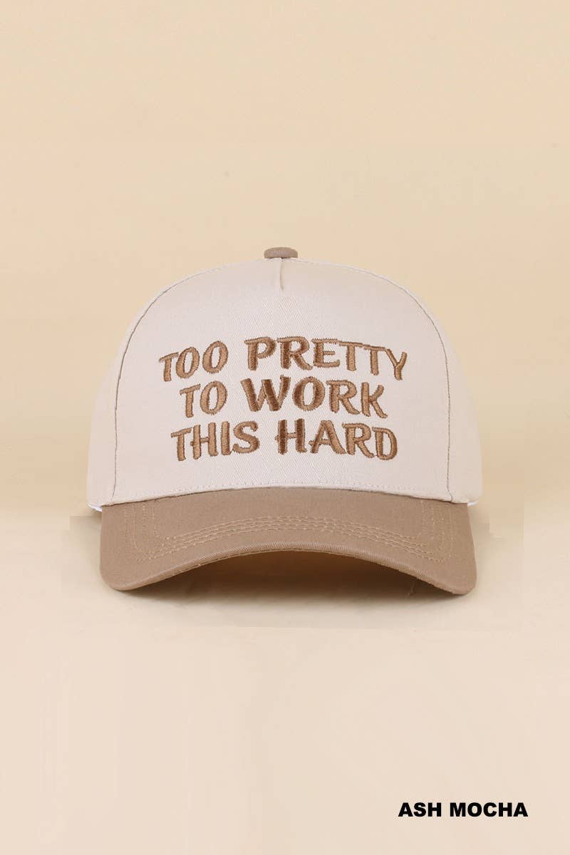 Too Pretty To Work This Hard Two Tone Snapback Hat Zenana Consgt.: FLORAL-199034 / OS