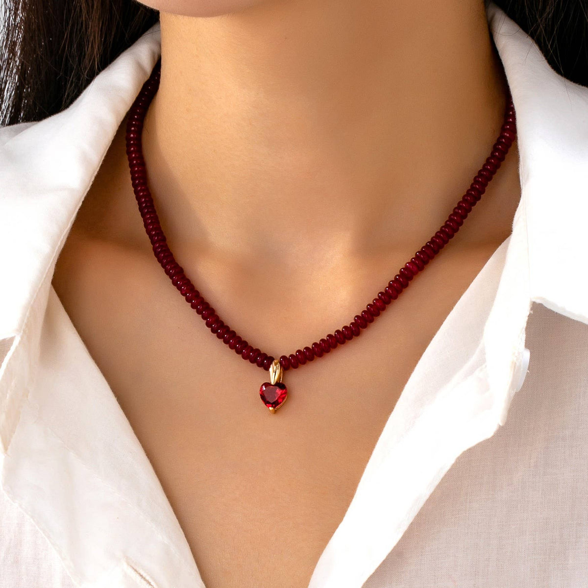 NATURAL SEMI PRECIOUS STONE BEADED CHARM NECKLACE | 80N92658: TOPAZ