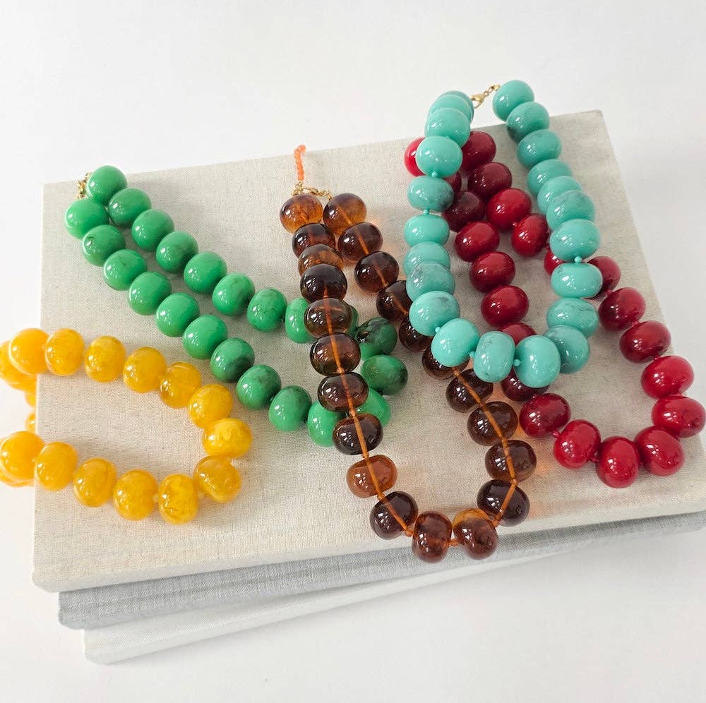 Bella Beaded Necklace - WATERPROOF: Red