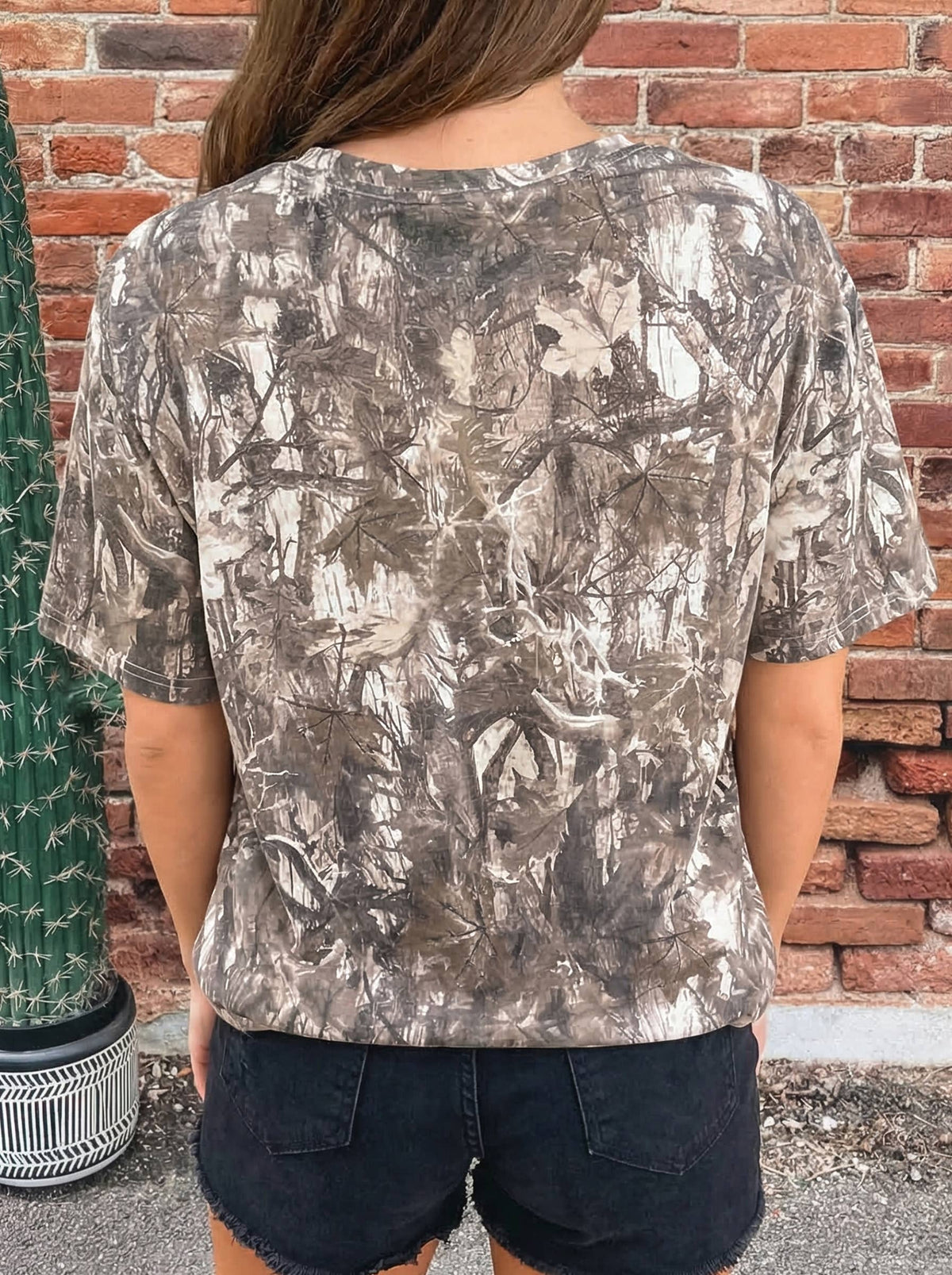 Fall Camouflage Woodland Print Drop Shoulder Tunic Tee: Sweatshirt