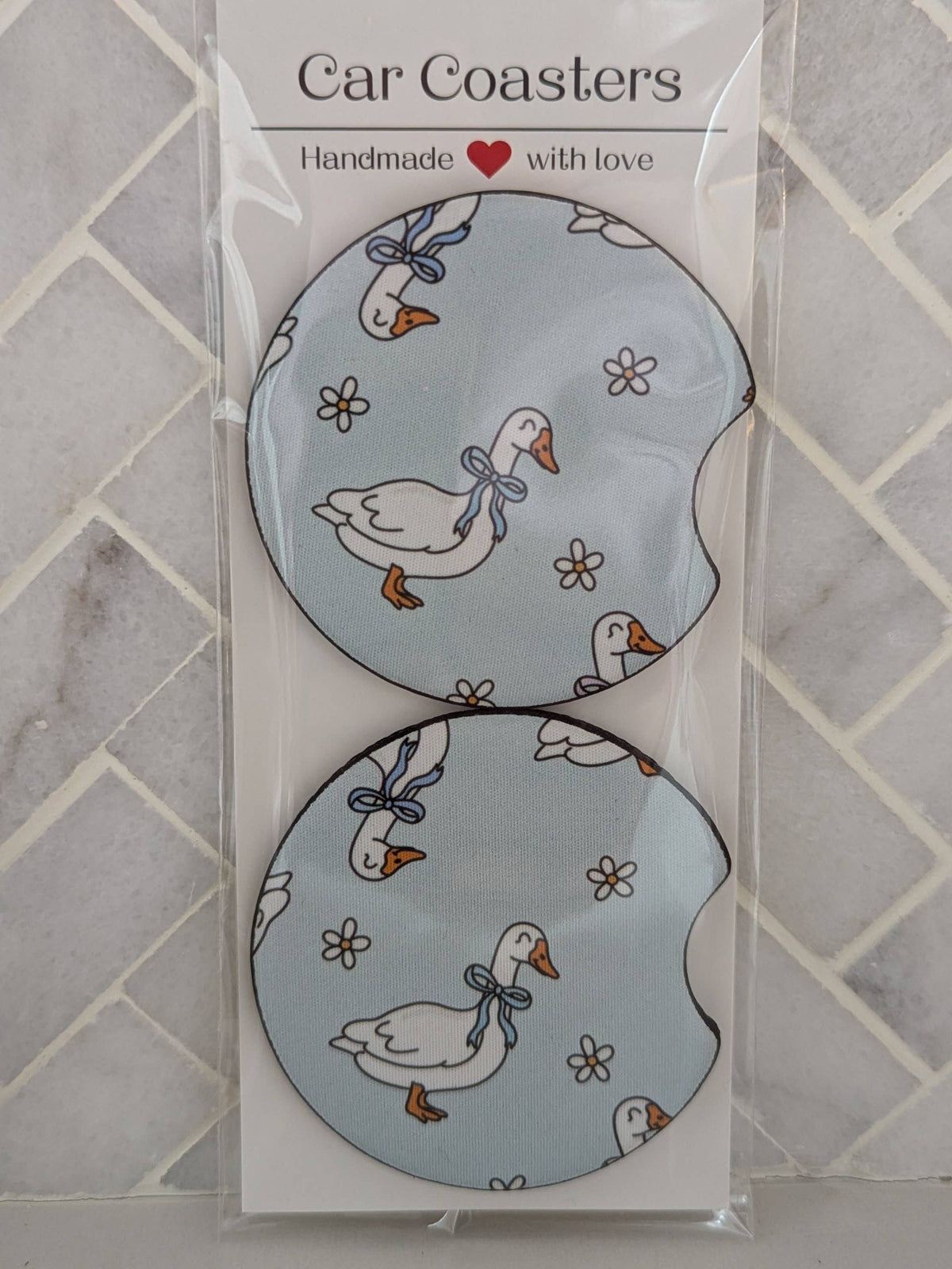 Silly Goose Car Coasters: Flower goose