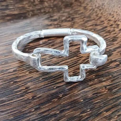 Beautiful Cross Cuff Bracelet Gold or Silver: Yellow Gold