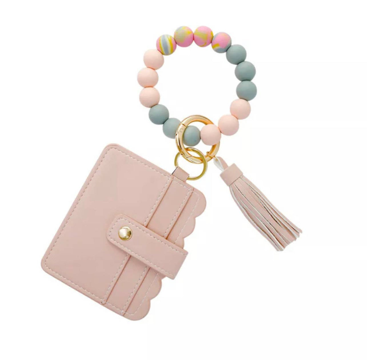 Wallet Wristlet Silicone Bead Tassel Keychains Women Girls