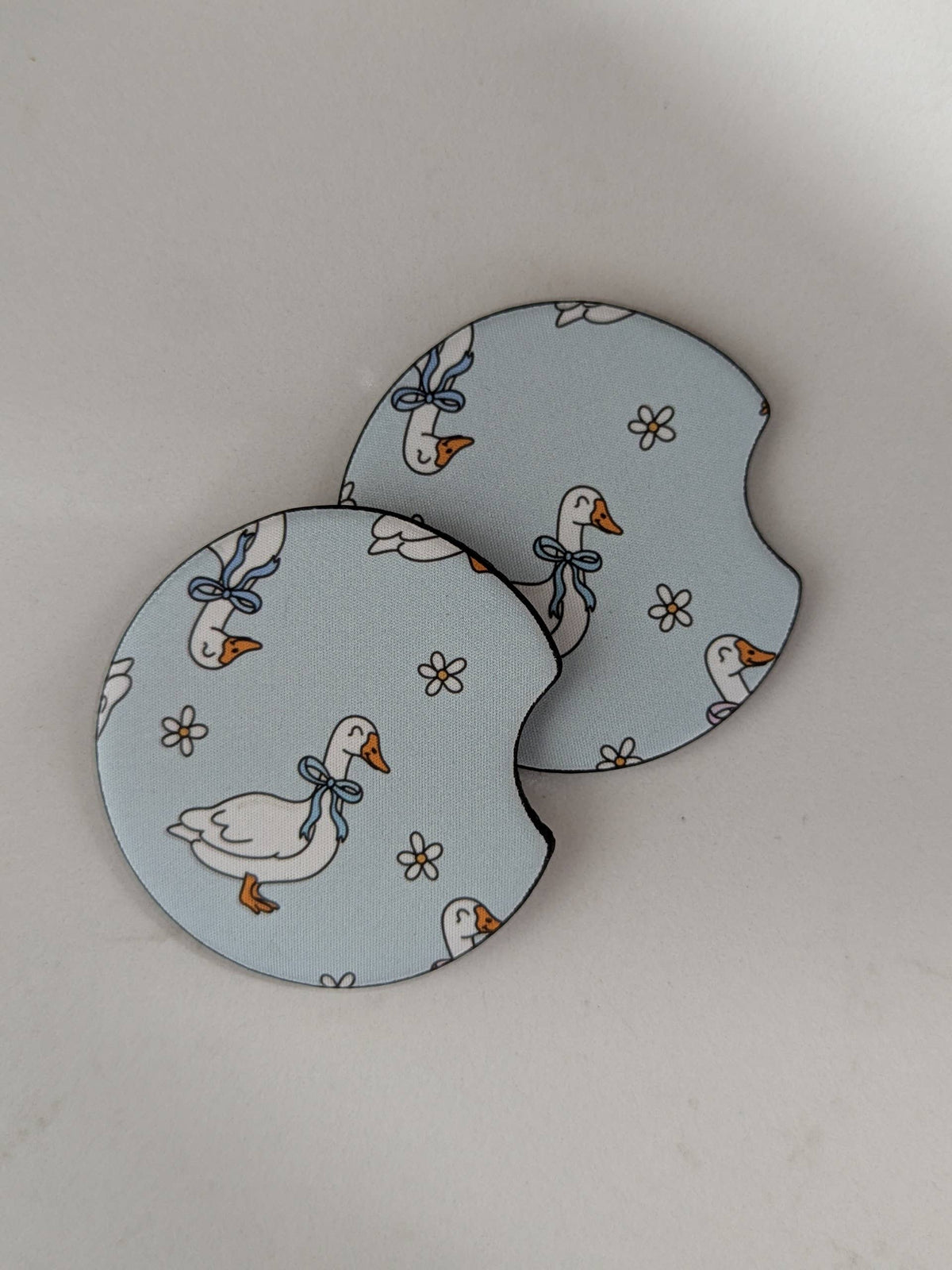 Silly Goose Car Coasters: Blue coquette