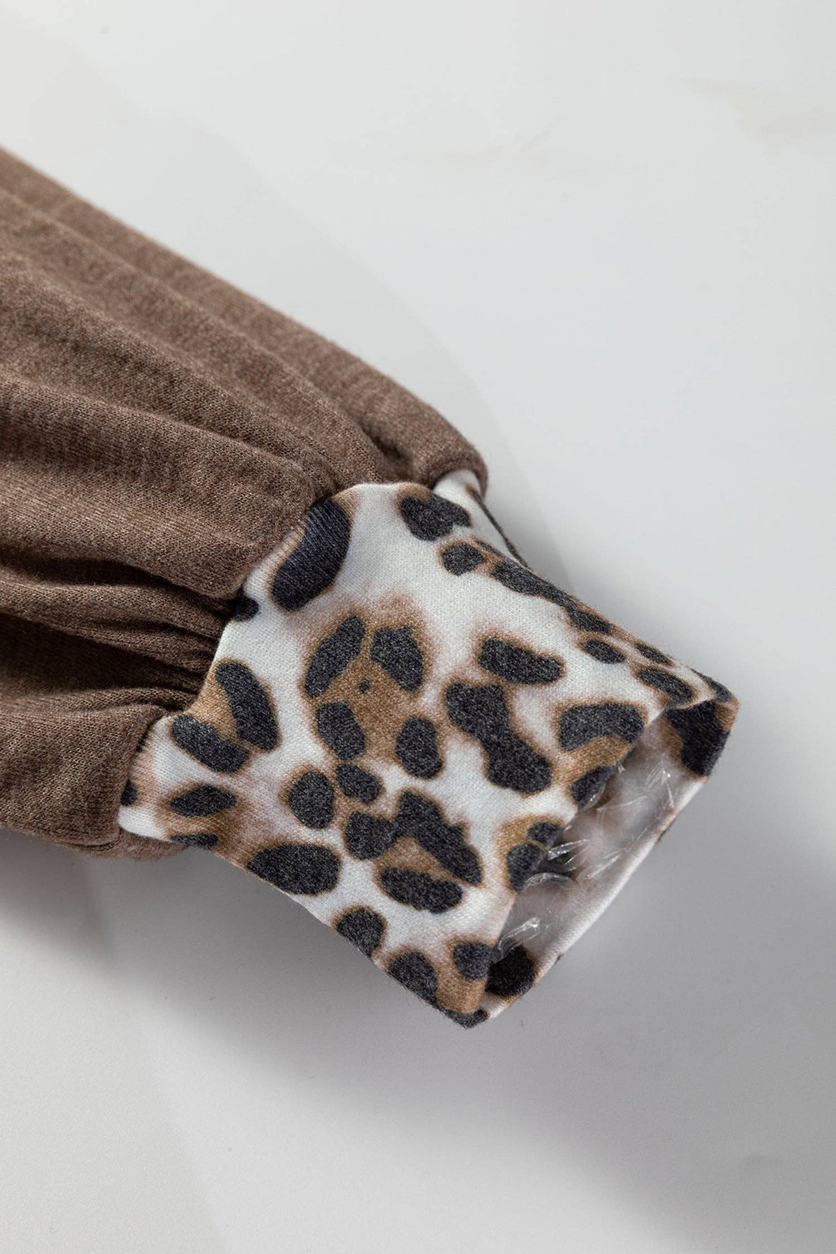 Color Block Leopard Dolman Sleeve High Low Baggy Sweatshirt: Light Pink / 75%Polyester+20%Viscose+5%Elastane