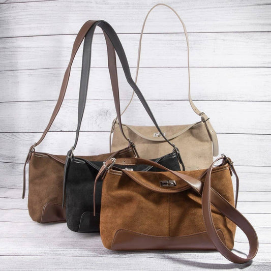 Rectangle Suede With Flap Crossbody Bag: LBR