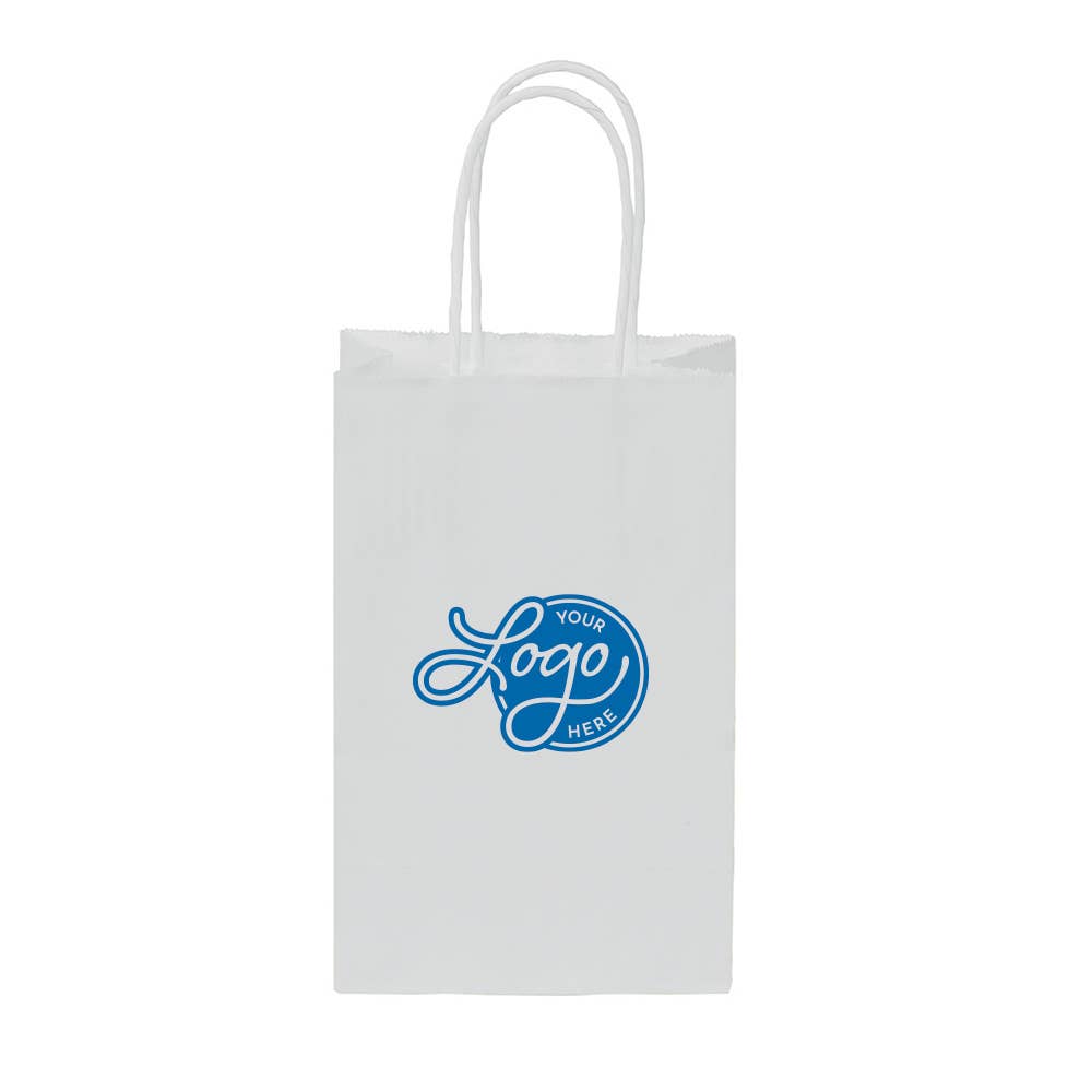 Custom Logo White Kraft Paper Bags w/ Color Ink: 100 Pack / Large (Vogue) - 16”L x 6”D x 12 ½”H