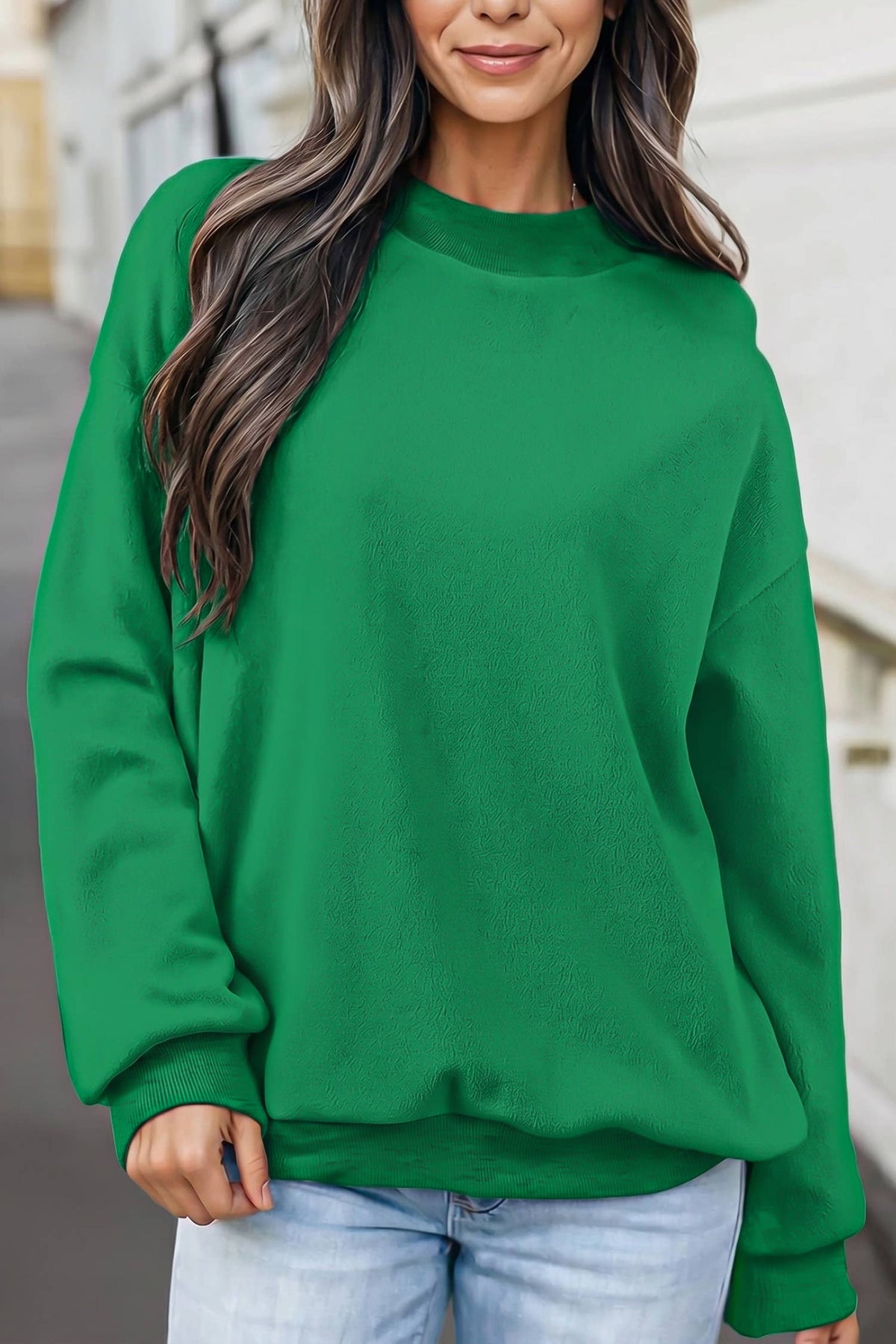 Reversible Oversized Mock Neck Sweatshirt | S-4X: Light Grey