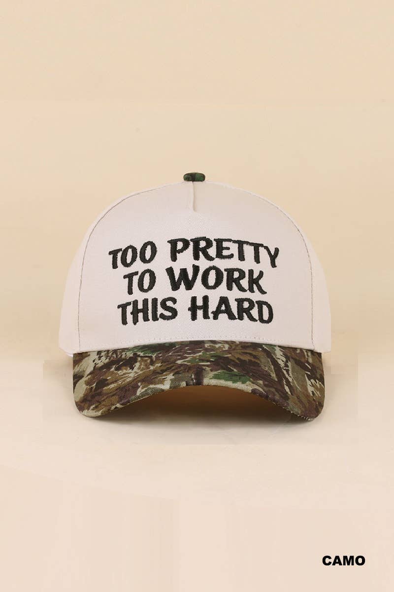 Too Pretty To Work This Hard Two Tone Snapback Hat Zenana Consgt.: FLORAL-199034 / OS