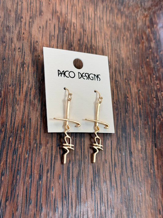 Faith in the Cross Dangle Earrings: Gold
