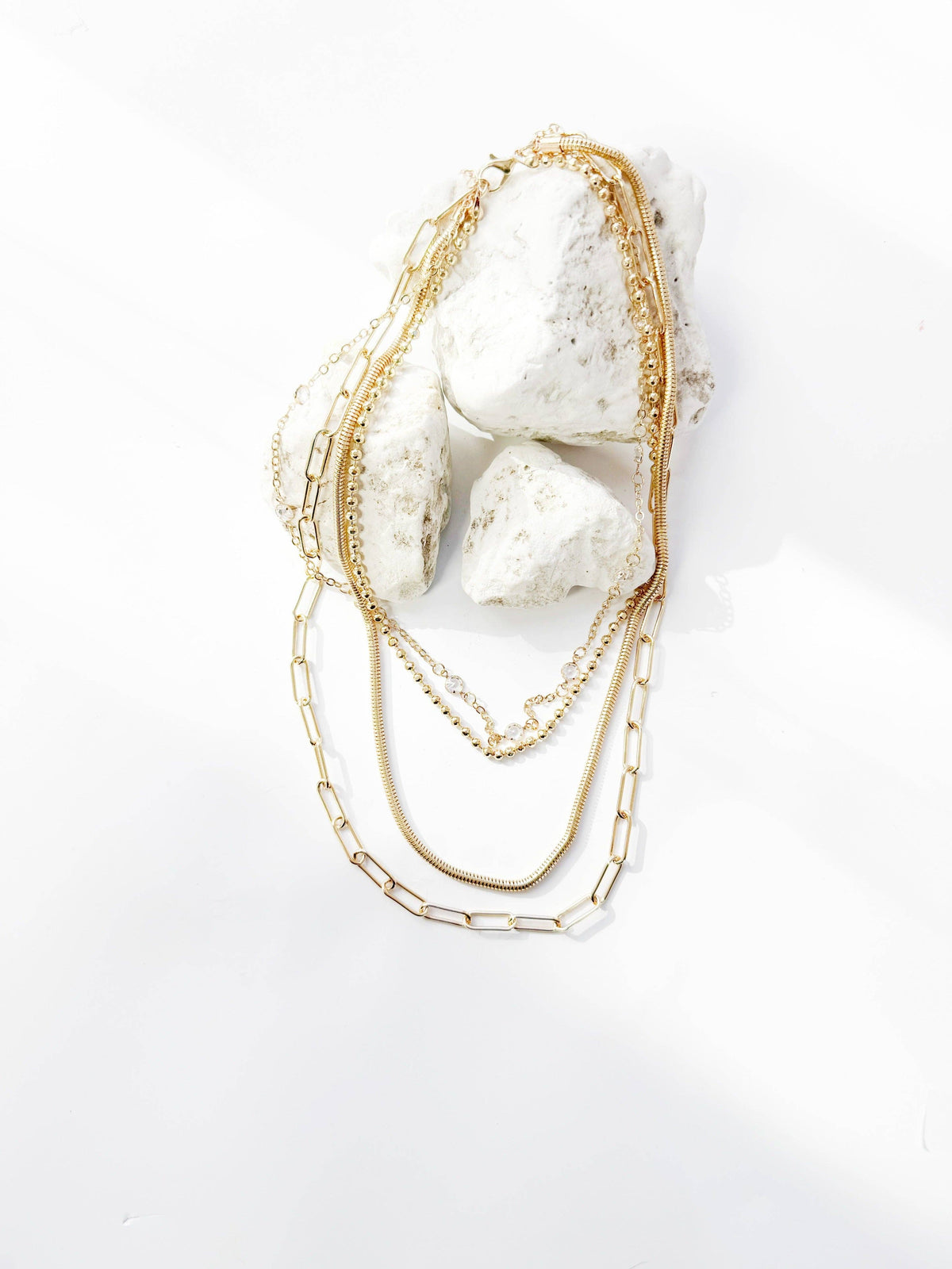 4-Strand Chain Necklace Set: Gold / One Size