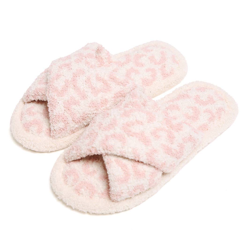 Luxury Soft Crossover Leopard Pattern Slipper: PINK