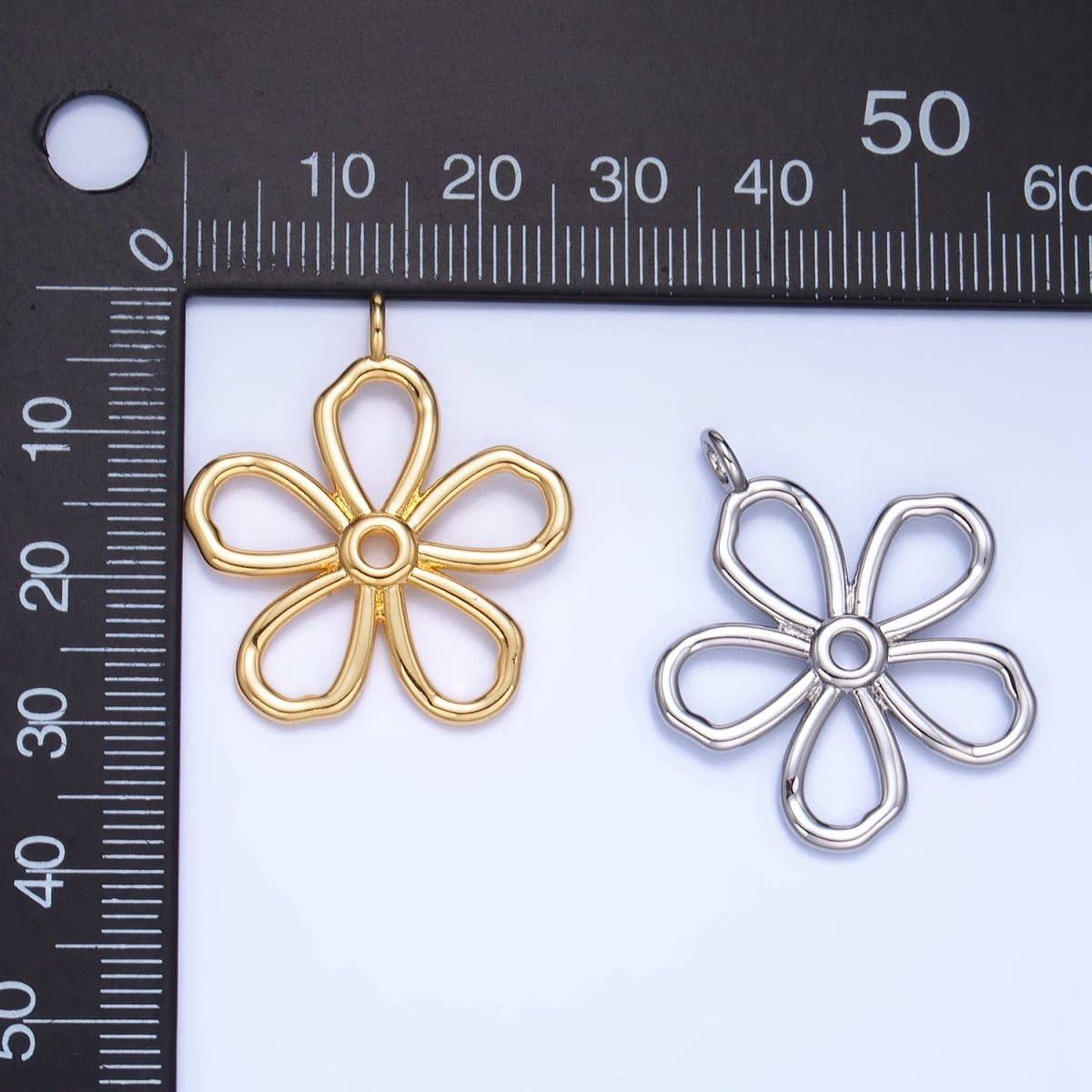 24K Gold Filled Minimalist Flower Pendant in Gold & Silver | AG947: Gold