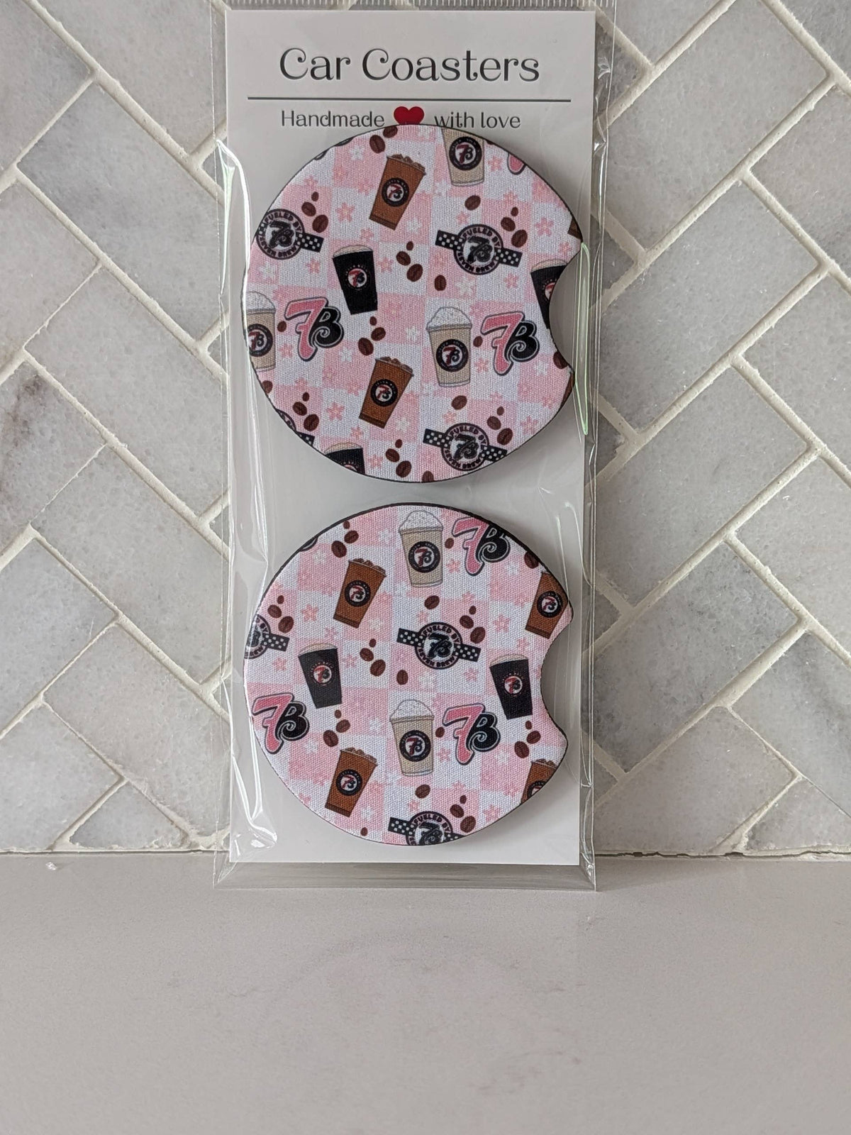 Brew Coffee Inspired Car Coasters : Tan