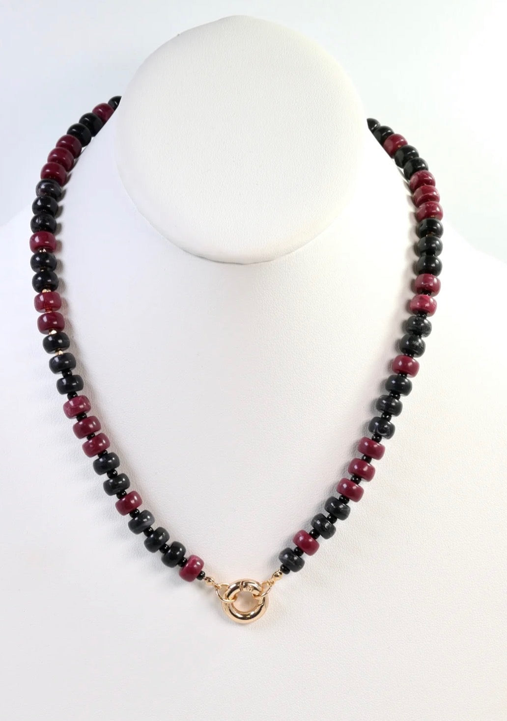 Black & Garnet Beaded Necklace