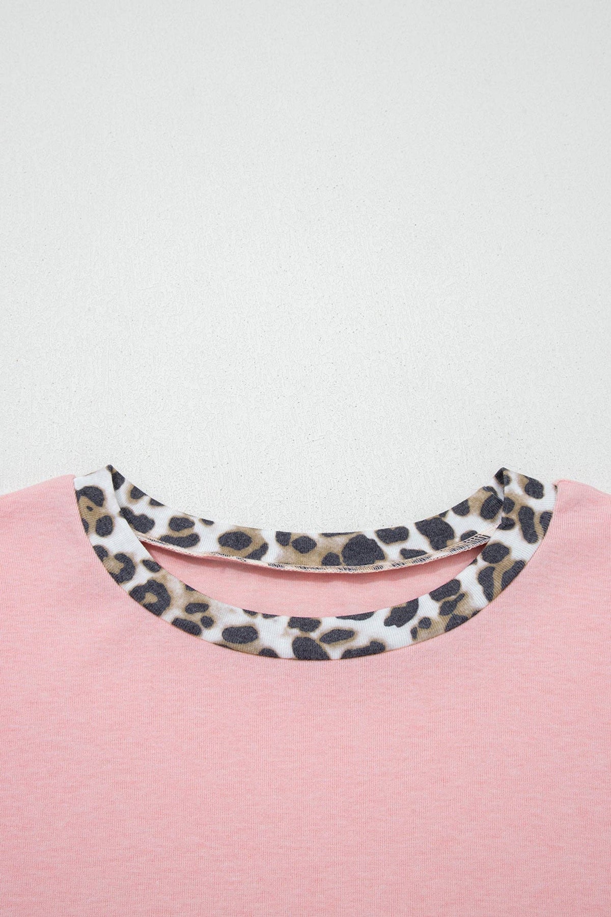 Color Block Leopard Dolman Sleeve High Low Baggy Sweatshirt: Light Pink / 75%Polyester+20%Viscose+5%Elastane