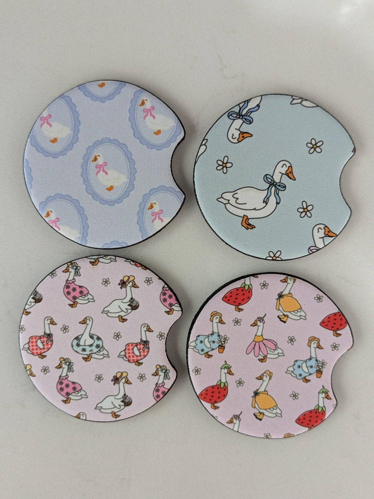 Silly Goose Car Coasters: Flower goose