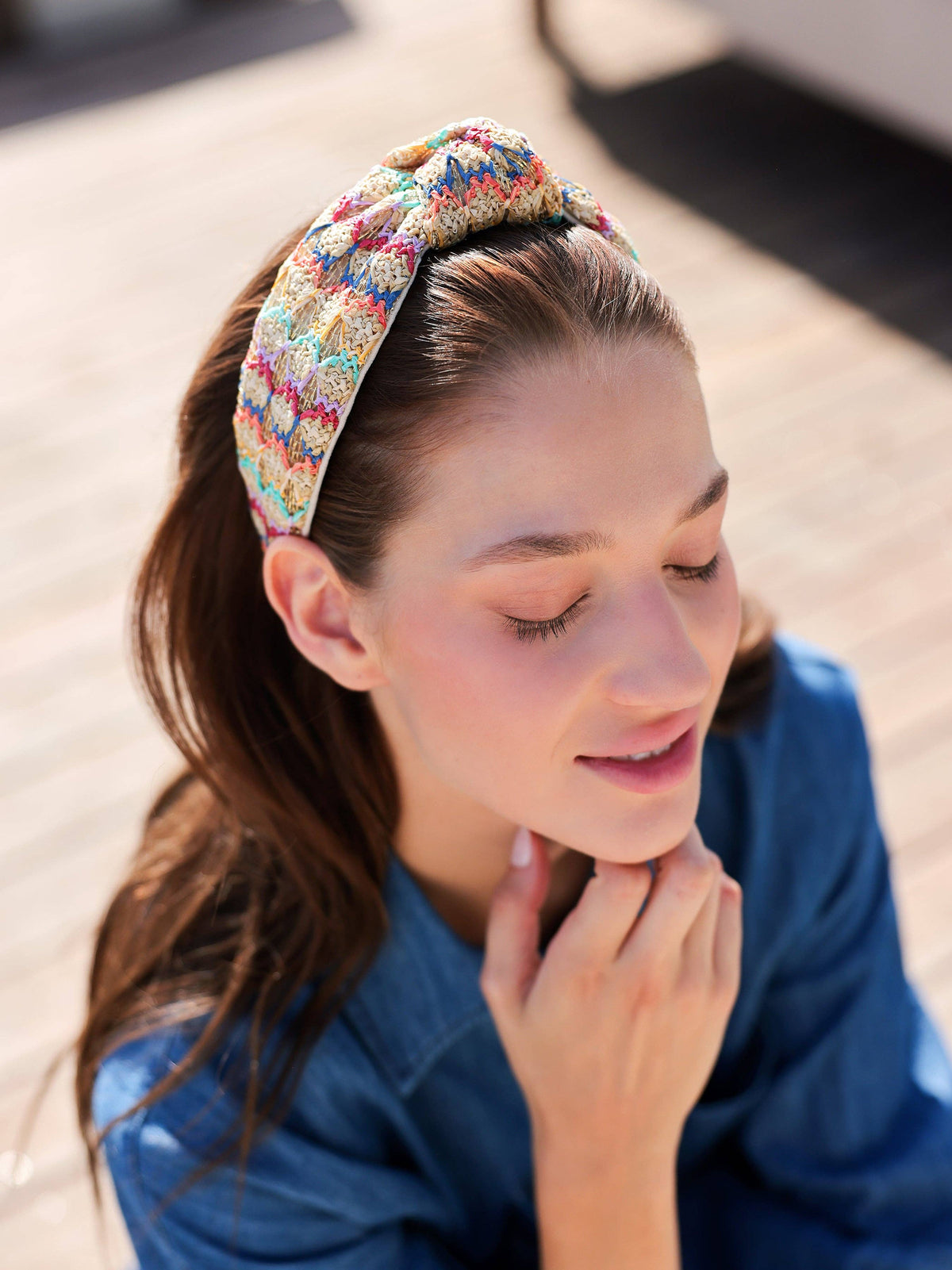 PAPER STRAW KNOTTED HEADBAND, MULTI