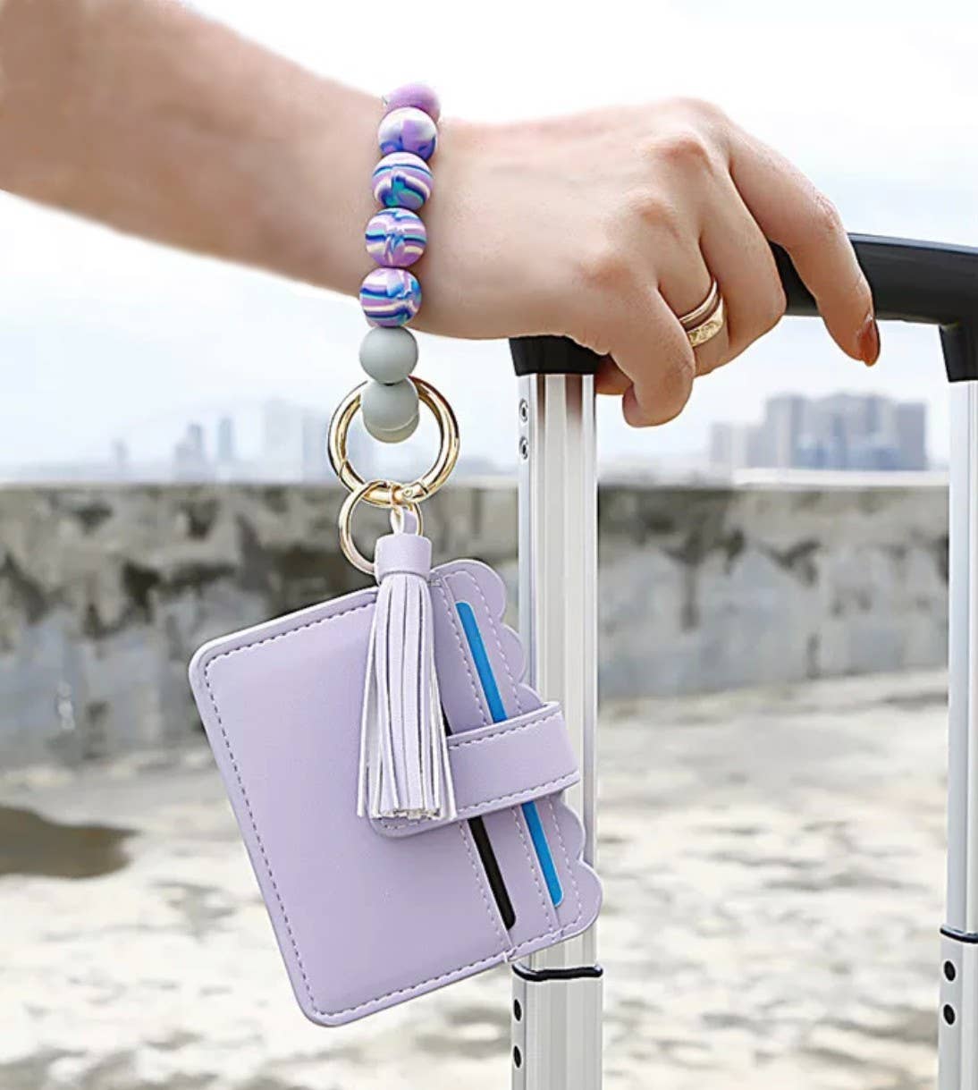 Wallet Wristlet Silicone Bead Tassel Keychains Women Girls