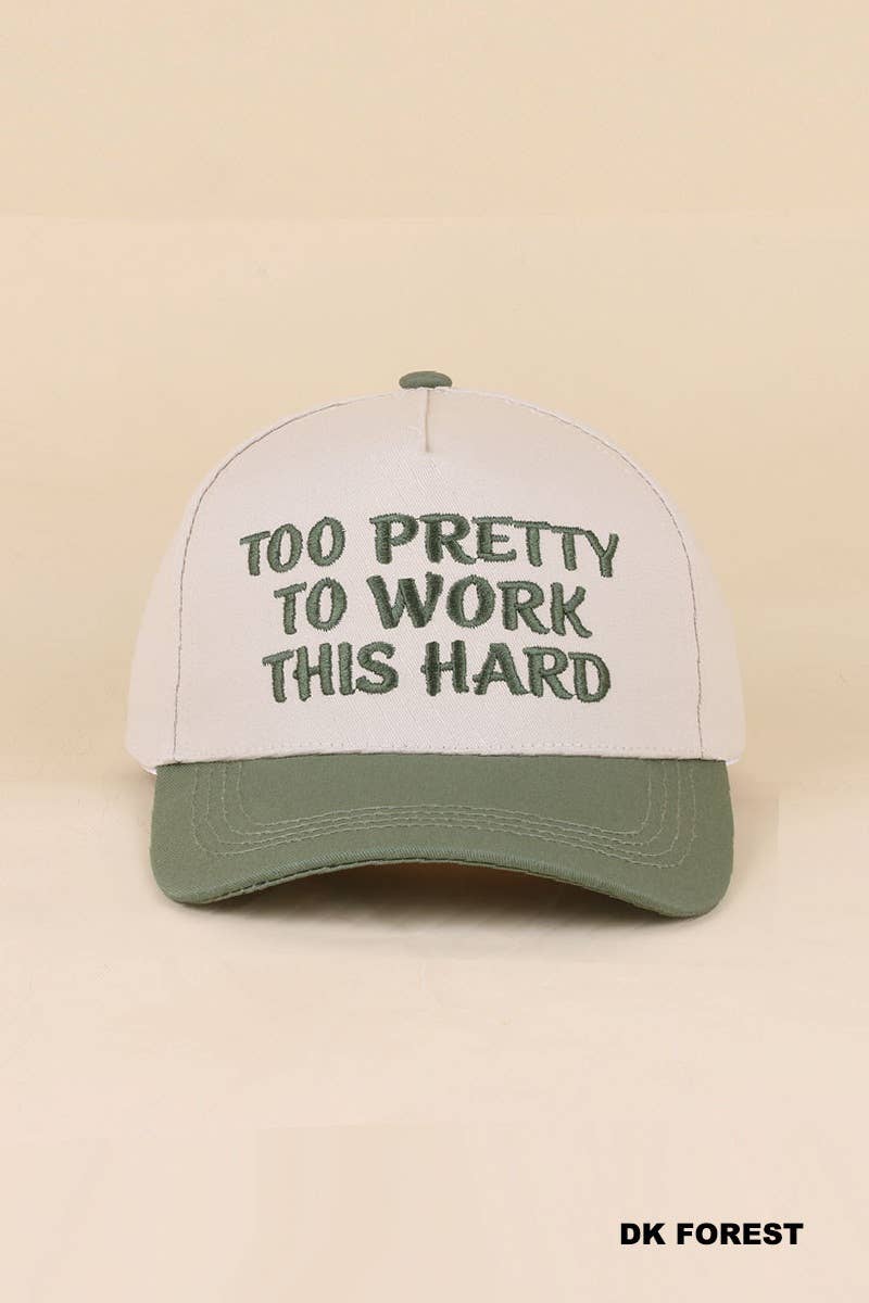 Too Pretty To Work This Hard Two Tone Snapback Hat Zenana Consgt.: LEOPARD-199031 / OS