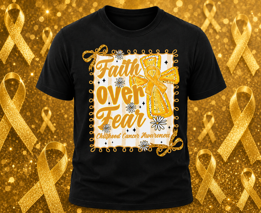 Faith over Fear Childhood Cancer Awareness short sleeve t-shirt
