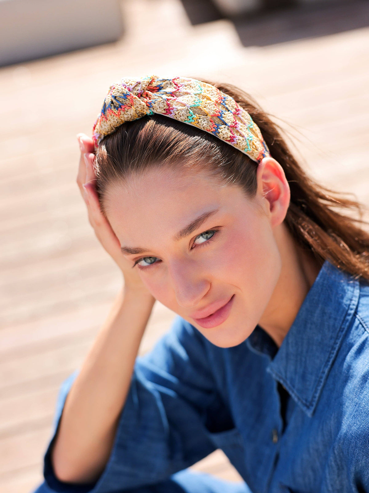 PAPER STRAW KNOTTED HEADBAND, MULTI
