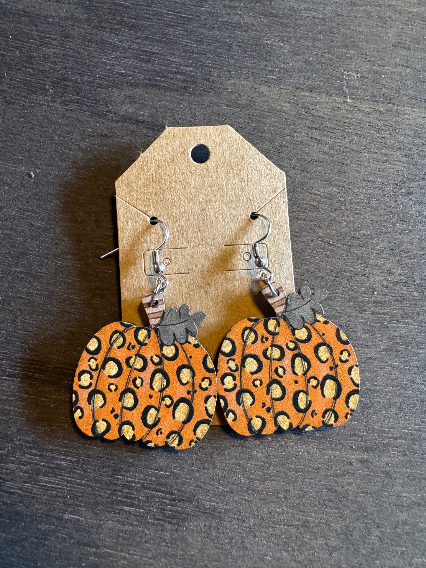 Wooden Pumpkin Earrings