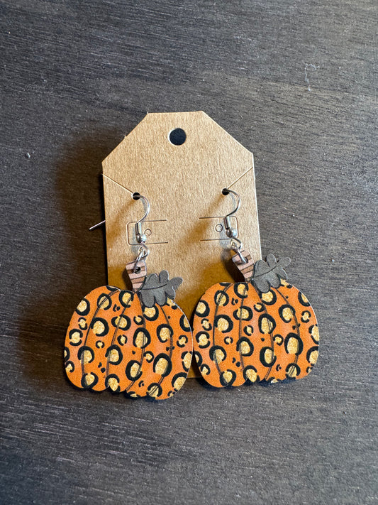 Wooden Pumpkin Earrings