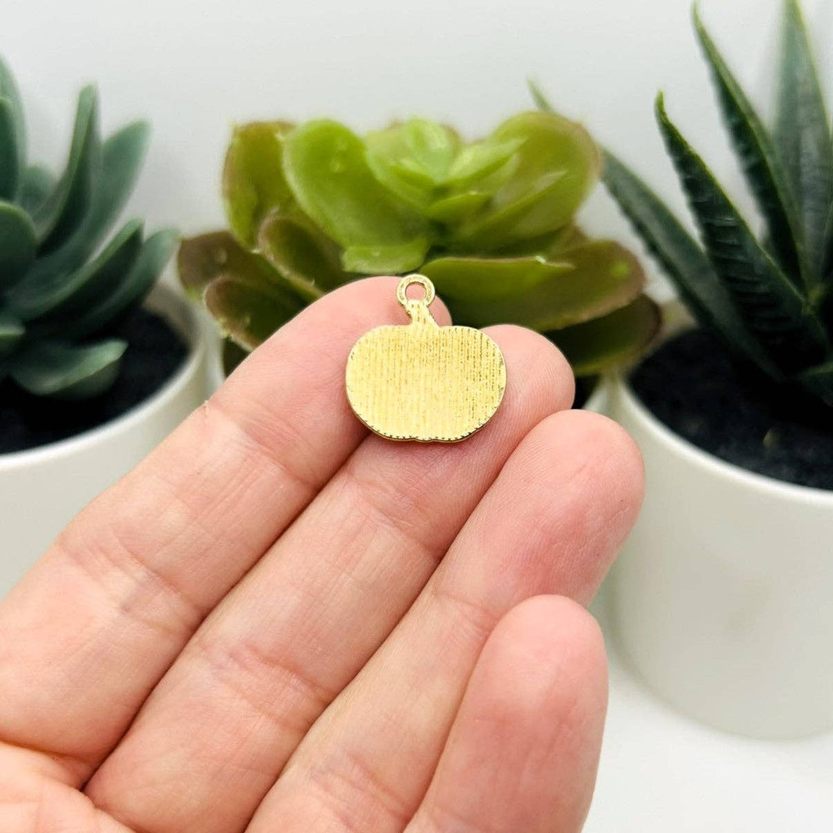 Enamel Pumpkin Charms, 18x16mm: 4 Pieces