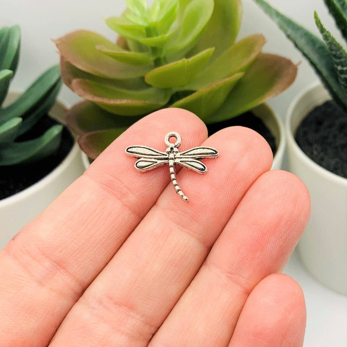 Silver Dragonfly Charms, 19x15mm: 4 Pieces
