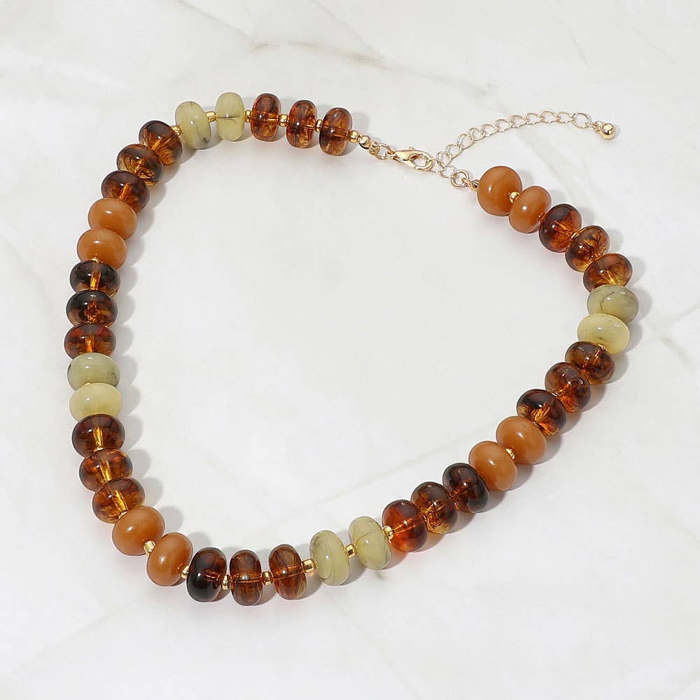 Chunky Rondelle Beaded Statement Necklace: Black
